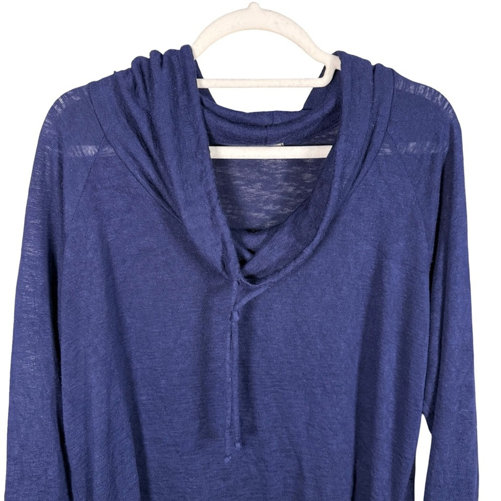 Olivia Moon Deep Blue Navy Cowl Knit Top Size L Relaxed Fit Casual Streetwear - Picture 8 of 11